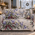 Winter Campanula Christmas Quilted Sofa Cover — digital product visualization