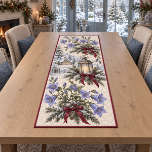Winter Campanula Christmas Quilted Table Runner