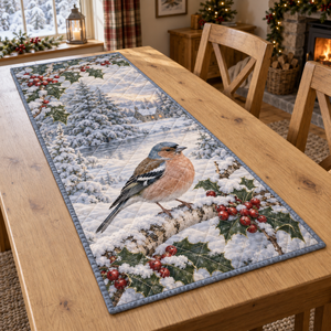 Winter Chaffinch Christmas Quilted Table Runner
