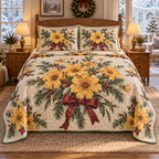 Winter Coreopsis Christmas 3-Piece Quilted Bedding Set — digital product visualization