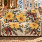 Winter Coreopsis Christmas Quilted Sofa Cover — digital product visualization