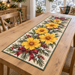 Winter Coreopsis Christmas Quilted Table Runner