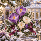 Winter Crocus Acrylic Christmas Ornament — digital product visualization
