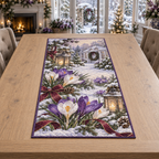 Winter Crocus Christmas Quilted Table Runner — digital product visualization