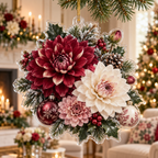 Winter Dahlia Acrylic Christmas Ornament — digital product visualization