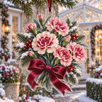 Winter Dianthus Acrylic Christmas Ornament — digital product visualization