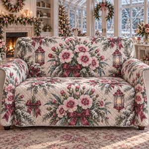 Winter Dianthus Christmas Quilted Sofa Cover