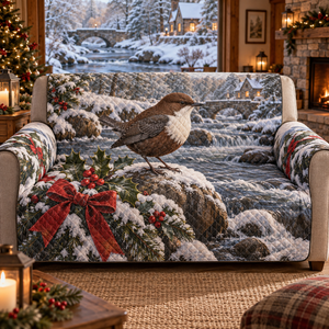Winter Dipper Christmas Quilted Sofa Cover