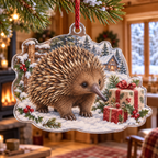 Winter Echidna Acrylic Christmas Ornament — digital product visualization