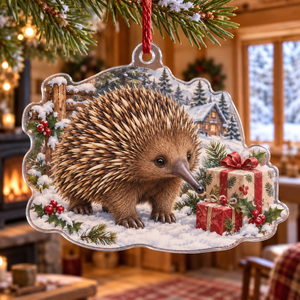 Winter Echidna Acrylic Christmas Ornament