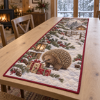 Winter Echidna Christmas Quilted Table Runner — digital product visualization