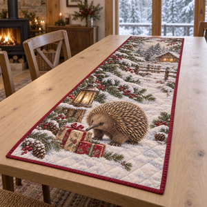 Winter Echidna Christmas Quilted Table Runner