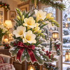 Winter Freesia Acrylic Christmas Ornament — digital product visualization