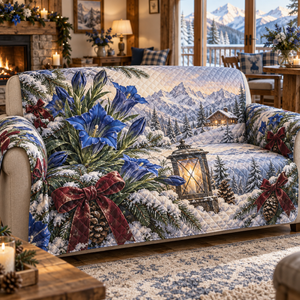 Winter Gentian Christmas Quilted Sofa Cover