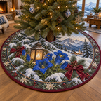 Winter Gentian Quilted Christmas Tree Skirt — digital product visualization