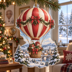 Winter Hot Air Balloon Acrylic Christmas Ornament — digital product visualization