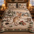 Winter Jerboa Christmas 3-Piece Quilted Bedding Set — digital product visualization