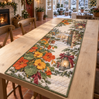 Winter Nasturtium Christmas Quilted Table Runner — digital product visualization