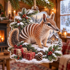 Winter Numbat Acrylic Christmas Ornament — digital product visualization