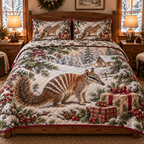 Winter Numbat Christmas 3-Piece Quilted Bedding Set — digital product visualization