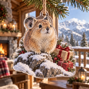 Winter Pika Acrylic Christmas Ornament