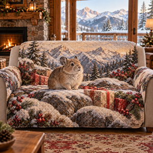 Winter Pika Christmas Quilted Sofa Cover