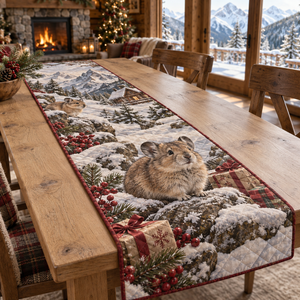 Winter Pika Christmas Quilted Table Runner