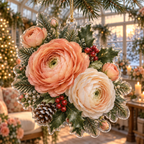 Winter Ranunculus Acrylic Christmas Ornament — digital product visualization