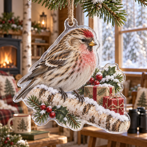 Winter Redpoll Acrylic Christmas Ornament
