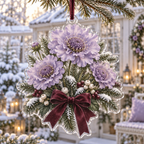 Winter Scabiosa Acrylic Christmas Ornament — digital product visualization