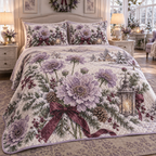 Winter Scabiosa Christmas 3-Piece Quilted Bedding Set — digital product visualization