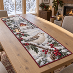 Winter Snow Bunting Christmas Quilted Table Runner — digital product visualization