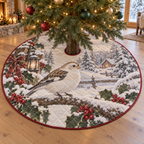 Winter Snow Bunting Quilted Christmas Tree Skirt — digital product visualization