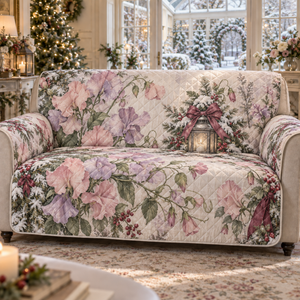 Winter Sweet Pea Christmas Quilted Sofa Cover