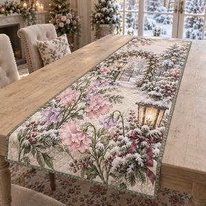 Winter Sweet Pea Christmas Quilted Table Runner