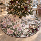 Winter Sweet Pea Quilted Christmas Tree Skirt — digital product visualization