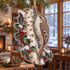 Winter Treecreeper Acrylic Christmas Ornament — digital product visualization