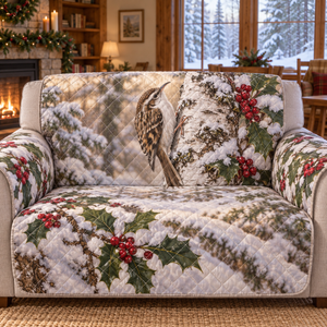 Winter Treecreeper Christmas Quilted Sofa Cover