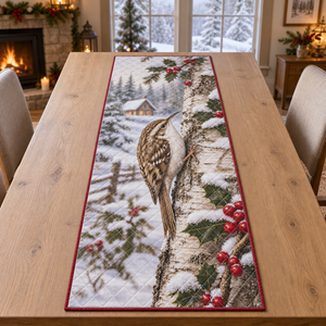 Winter Treecreeper Christmas Quilted Table Runner