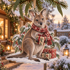 Winter Wallaby Acrylic Christmas Ornament — digital product visualization