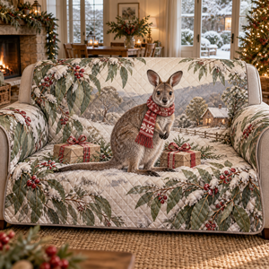 Winter Wallaby Christmas Quilted Sofa Cover
