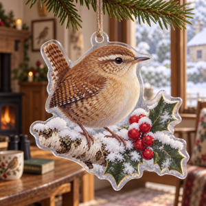 Winter Wren Acrylic Christmas Ornament