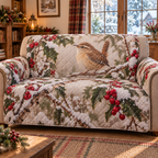 Winter Wren Christmas Quilted Sofa Cover — digital product visualization