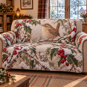 Winter Wren Christmas Quilted Sofa Cover