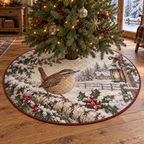 Winter Wren Quilted Christmas Tree Skirt — digital product visualization