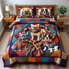 Wrapped in Warmth quilted 3-piece bedding set on a made bed with two matching pillow shams