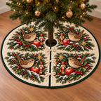 Wren Apple Toy Nutcracker printed Christmas circular tree skirt; design mockup showing a flat printed depth effect.
