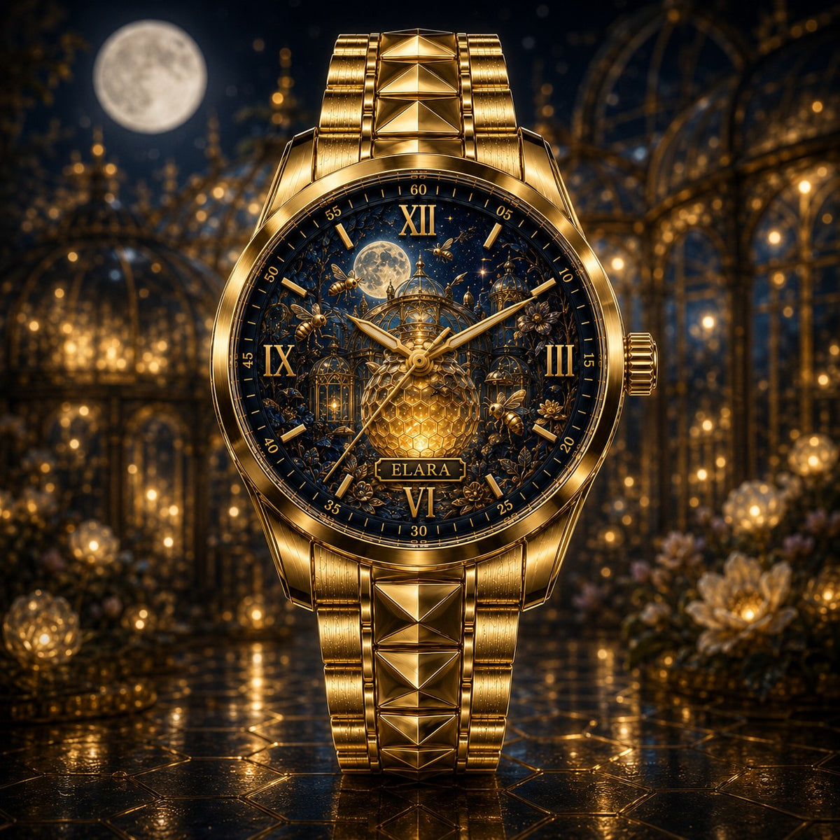 Custom Personalized Celestial Beehive Watch — personalized with a custom name