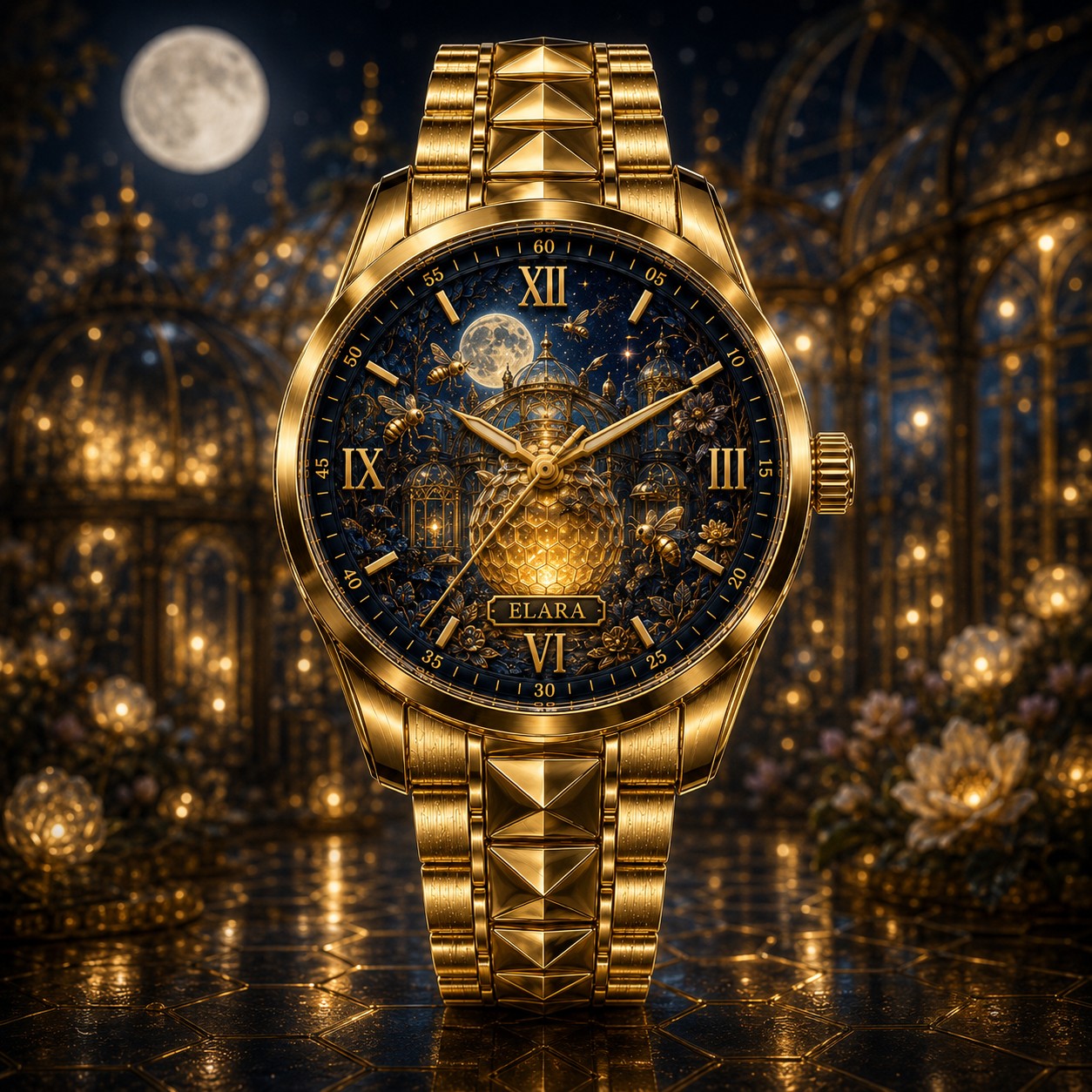 Custom Personalized Celestial Beehive Watch — personalized with a custom name
