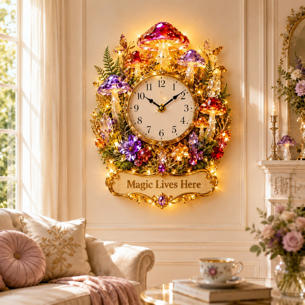 Mushroom Custom Name Wall Clock — personalized with a custom name